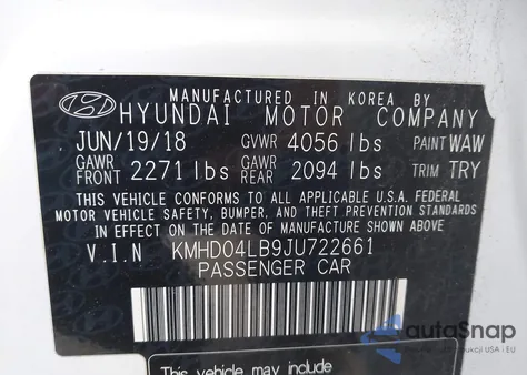 2018 Hyundai Elantra Sport from USA, damaged, VIN KMHD04LB9JU722661